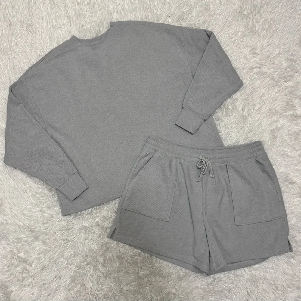 Abercrombie & Fitch Light Gray Lounge Set Abercrombie Lounge Set Waffle Knit Set